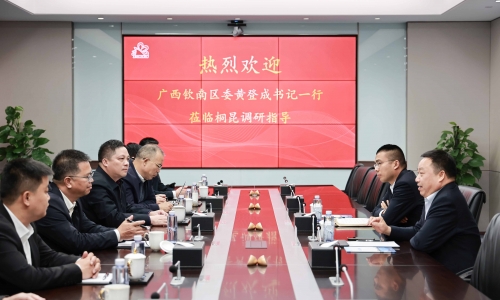 钦州市钦南区委书记黄登成一行莅临尊龙凯时人生就是搏调研